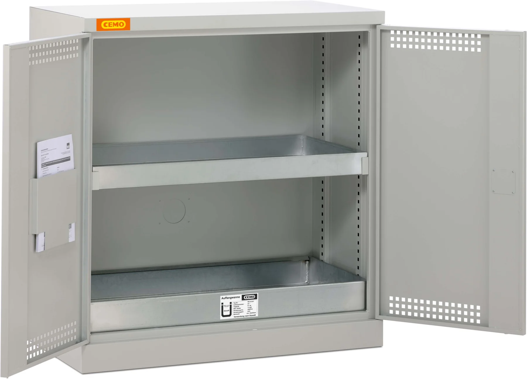 Environmental cabinet with shelves, 30 L, grey, double hinged doors, grey doors